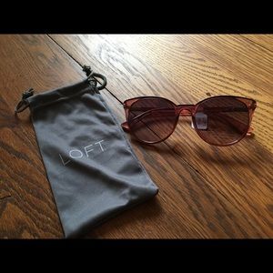 LOFT sun washed red round sunglasses